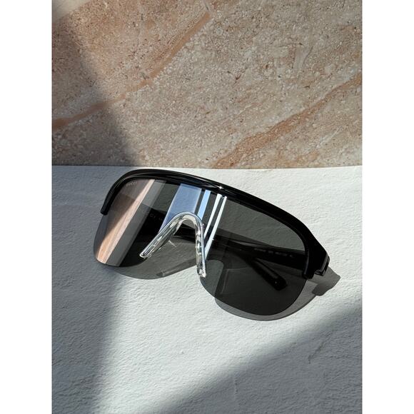 NEW Gucci GG1645S Black Silver Mask Mirror Sunglasses $390 main image 4